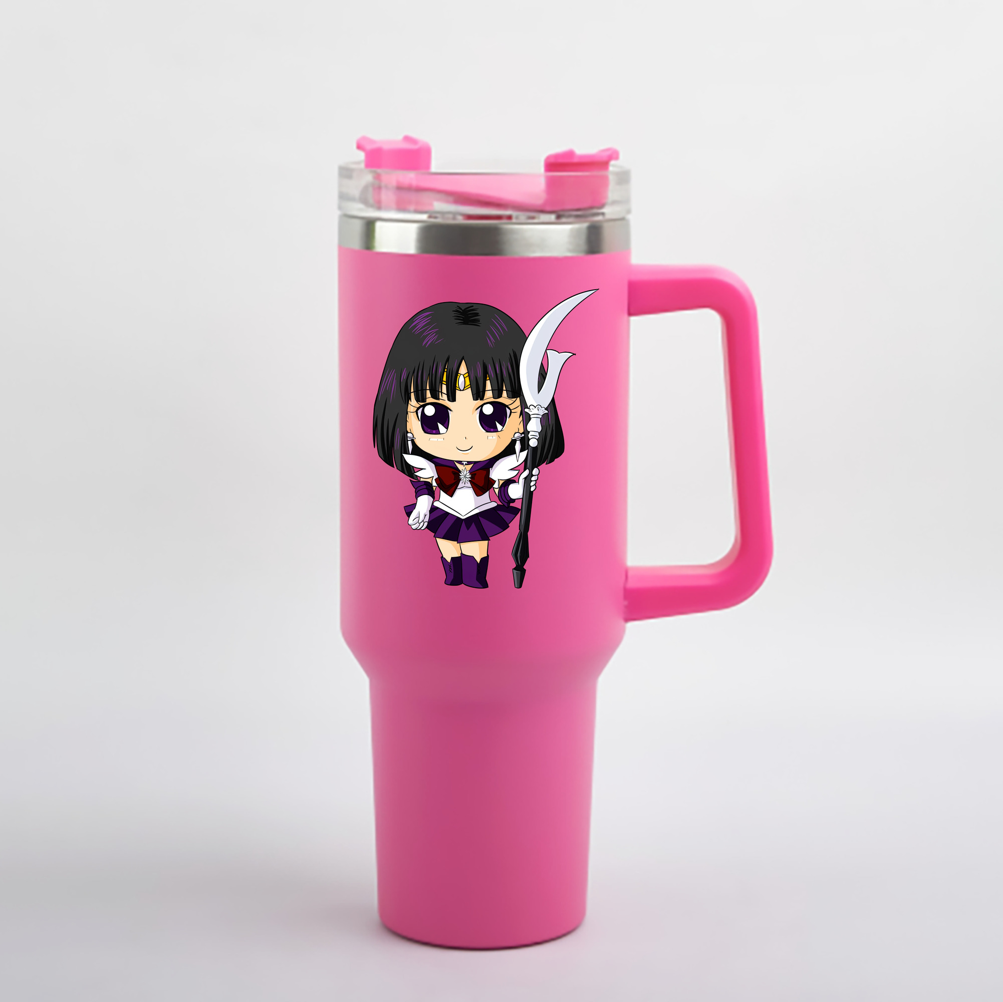 （画像用） 美少女戦士セーラームーン 土萠ほたる Sailor Moon Tomoe Hotaru （セーラーサターン；Sailor Saturn） 1200mL車用タンブラー - クリスタルステッカー（プラスチックストロー付き）